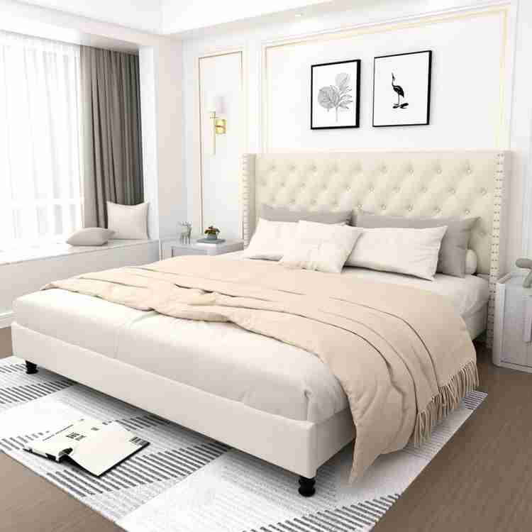Flipkart Perfect Homes Engineered Wood Fabric King Size Bed With Upholstered Headboard For Bedroom Engineered Wood King Bed Price in India Buy Flipkart Perfect Homes Engineered Wood Fabric King Size