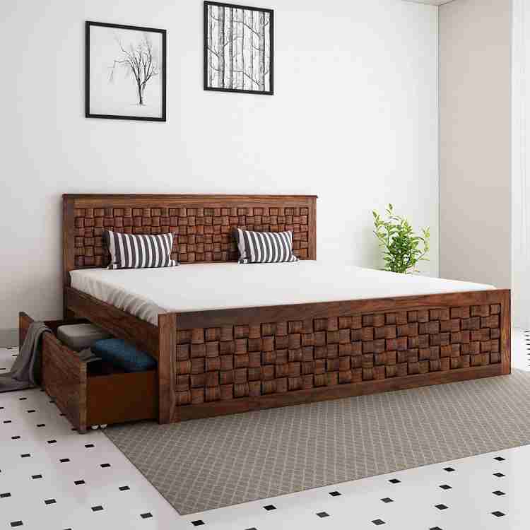 SHRI MINTU S ART Sheesham Wood King Size Bed With Drawer Storage