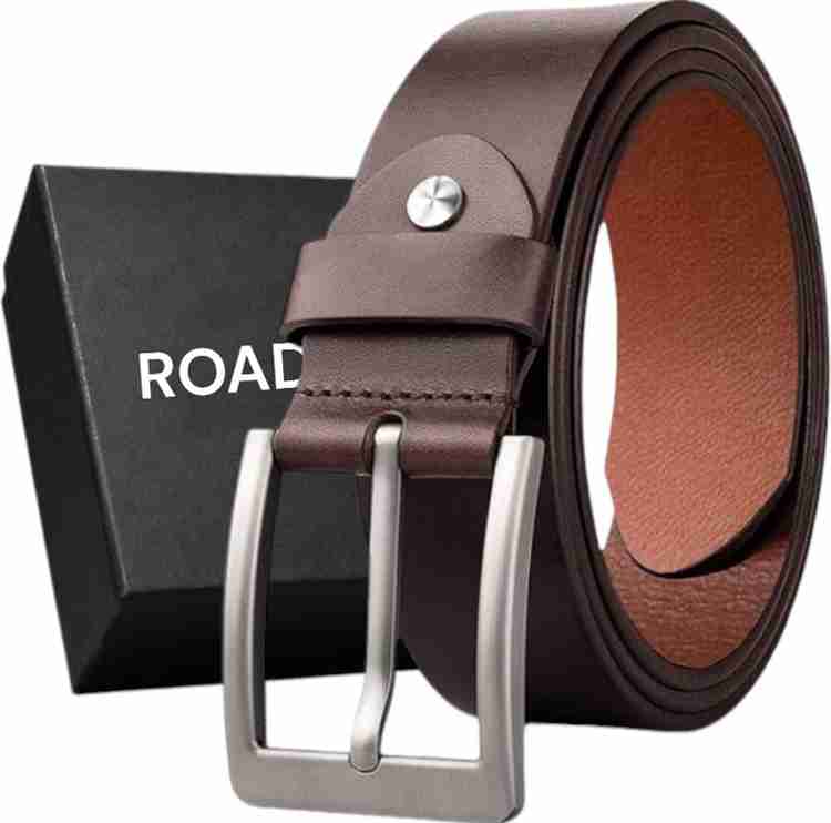 Roadster Men Casual Evening Formal Party Brown Genuine Leather Belt