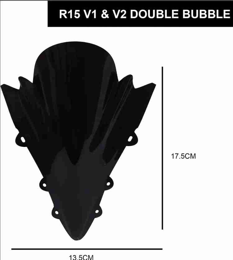 acube mart double bubble Visor for Yamaha R15 V1 and V2 Black