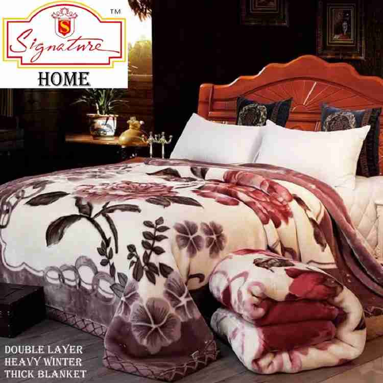 Signature Floral Double Mink Blanket for Heavy Winter