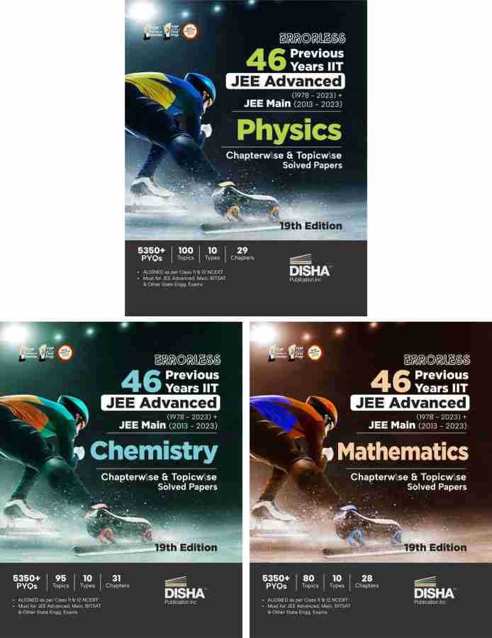 Errorless 46 Previous Years IIT JEE Advanced (1978 - 2023) + JEE Main (2013  - 2023) PHYSICS, CHEMISTRY & MATHEMATICS Chapterwise & Topicwise Solved 