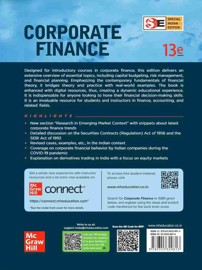 Corporate Finance || 13 Edition: Buy Corporate Finance || 13 Edition by (Late) Stephen A. Ross, Randolf W. Westerfield, Jaffrey Jaffe, Bradford Jordan, Ram Kumar Kakani at Low Price in India | Flipkart.com Corporate Finance || 13 Edition: Buy Corporate Finance || 13 Edition by (Late) Stephen A. Ross, Randolf W. Westerfield, Jaffrey Jaffe, Bradford Jordan, Ram Kumar Kakani at Low Price in India | Flipkart.com