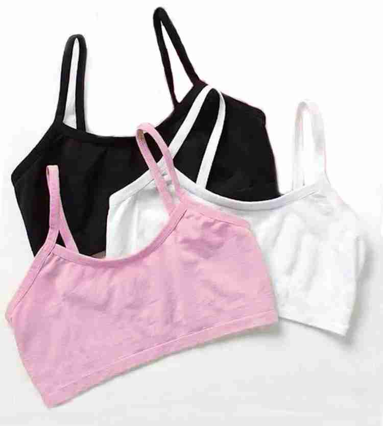BRAAFEE Pack of 3 girls sports cotton non padded beginner bra