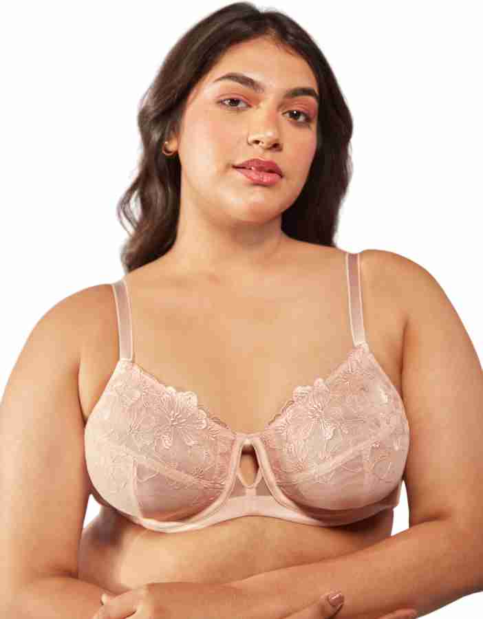 Buy Non-Padded Non-Wired Full Coverage Plus Size Bra in Peach