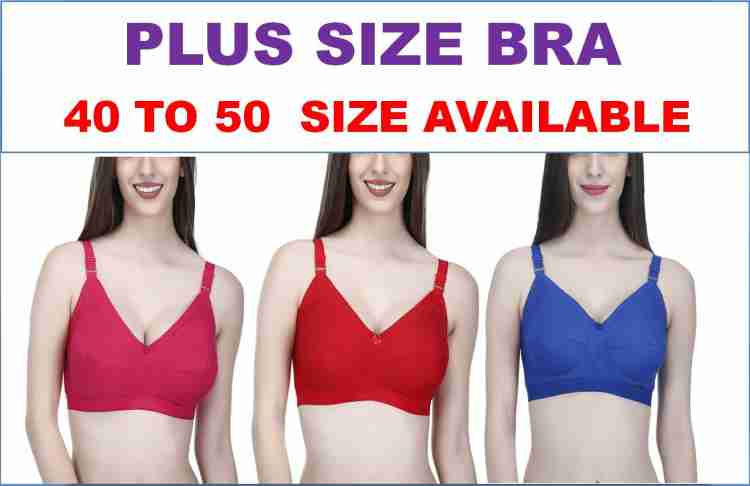 Viyan Shop Plus Size bra (40 to 50) - pack of 3 multicolours Women Full  Coverage Non Padded Bra - Buy Viyan Shop Plus Size bra (40 to 50) - pack of