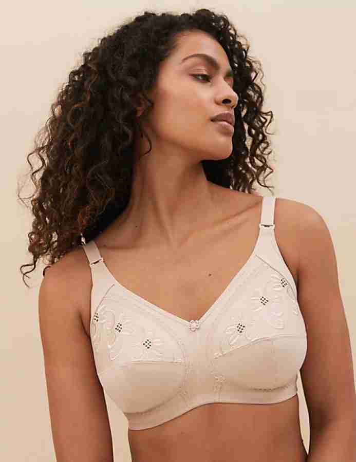 MARKS & SPENCER Total Support Embroidered Full Cup Bra C-H T338020OPALINE  (44C) Women Everyday Non Padded Bra - Buy MARKS & SPENCER Total Support  Embroidered Full Cup Bra C-H T338020OPALINE (44C) Women