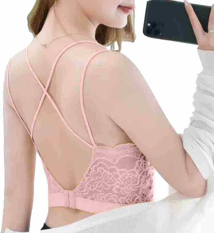 Buy FIMBUL Lace Bralette Women's Deep V Neck Padded Lace Long Line