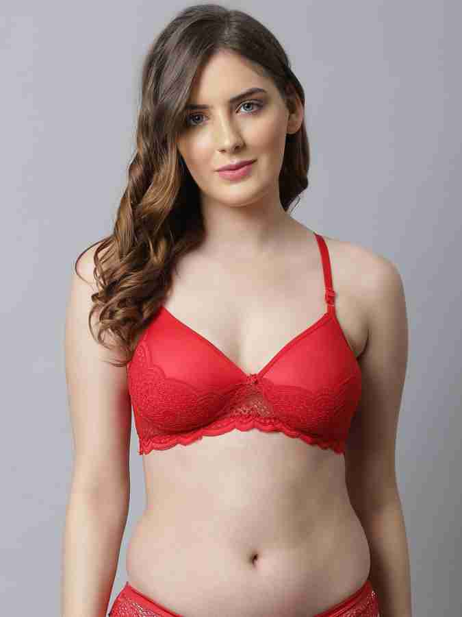 Buy PrettyCat Lightly Padded Non-wired Floral Lace Partywear Bralette Bra  online