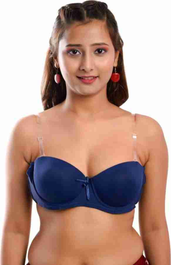 Buy OMLAVIDA Poly Cotton Plain Transparent Womens Backless Transparent  Strap Push Up Padded Bra, Size: 32-36 Online In India At Discounted Prices