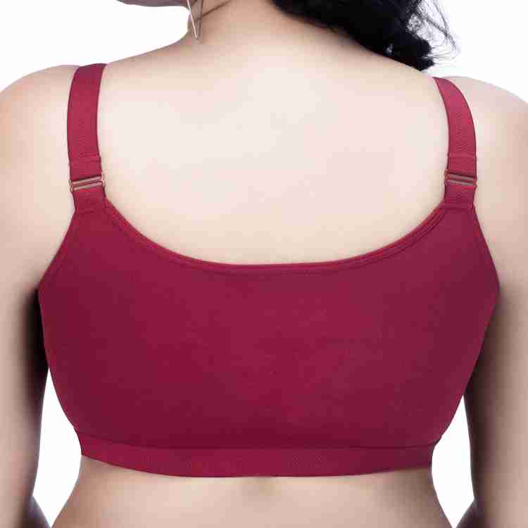 Trylo FRONT OPEN-BURGANDY-38-E-CUP Women Everyday Non Padded Bra