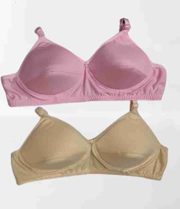 Multicoloured Cotton Blend Solid Bras For Women Pack Of 3 Size: S M L XL