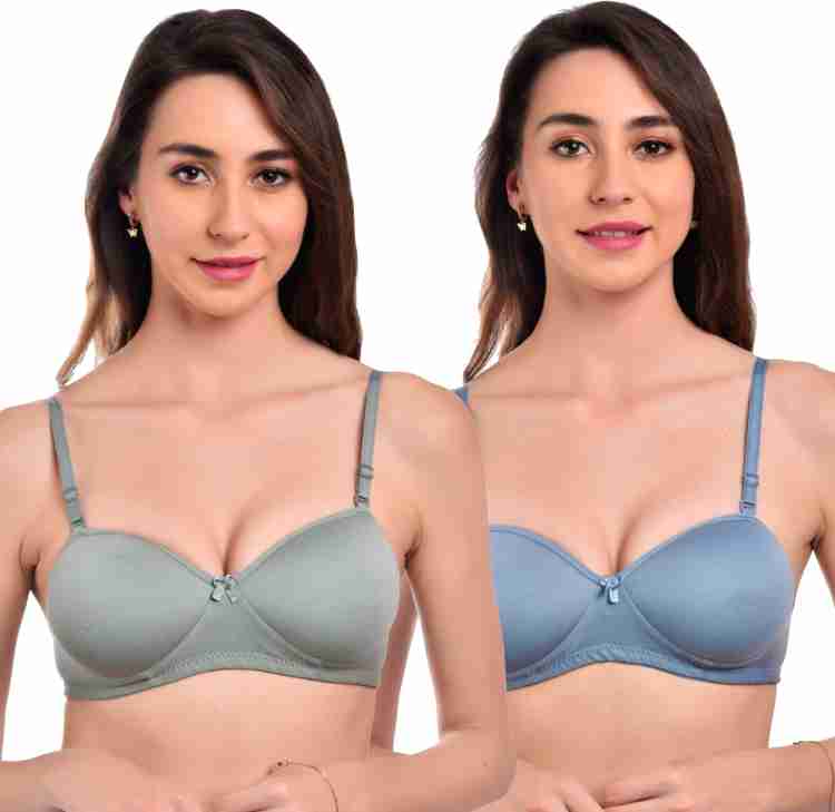 Buy Emavic Women's Cotton Lightly Padded Full Cup Non-Wired T-Shirt Floral  Printed Bra Combo Pack of 3 (FC Padded Bra_Multicolor_30) at