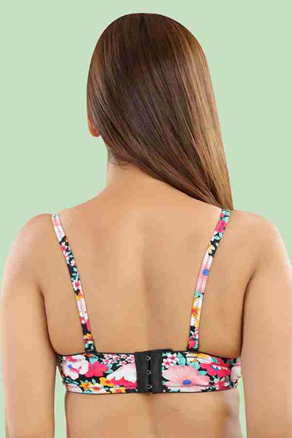 pink strings 3/4th Pushup Side Floral Printed Bra Women Push-up