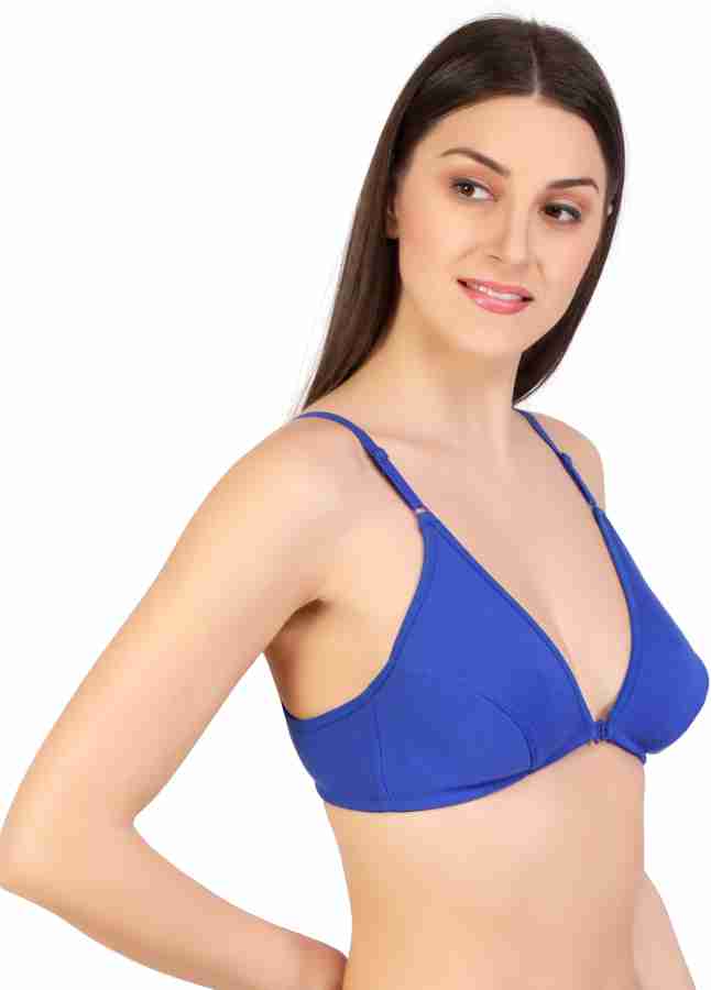 Prynkx Womens Non Padded Cotton Front Open Bra V Neck Front