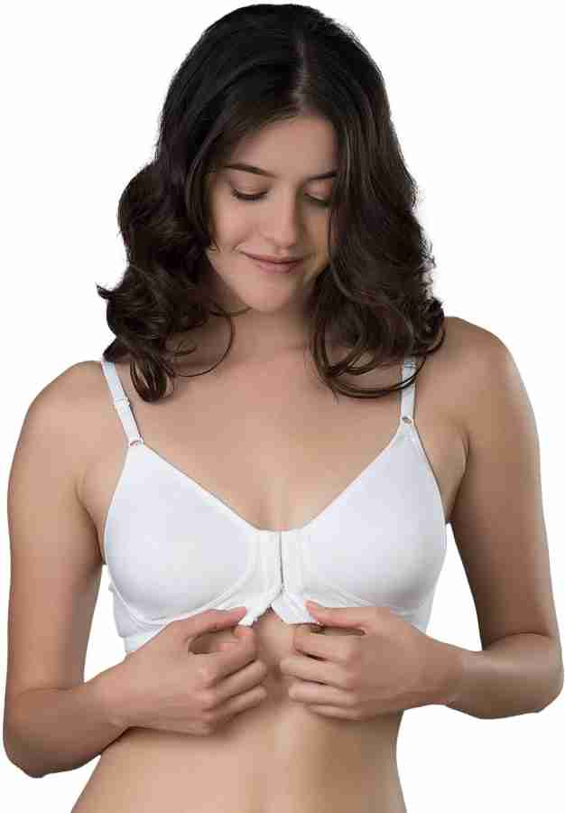 A TO Z UNDERGARMENTS Front Hook Open Bra in White Color - Pack of 3 - 30 to  50 Plus Size Available Women Everyday Non Padded Bra - Buy A TO Z