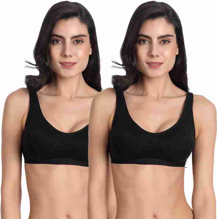 Buy Aimly Women's Cotton Black Non-Padded Non-Wired Sports Bra Online at  Best Prices in India - JioMart.