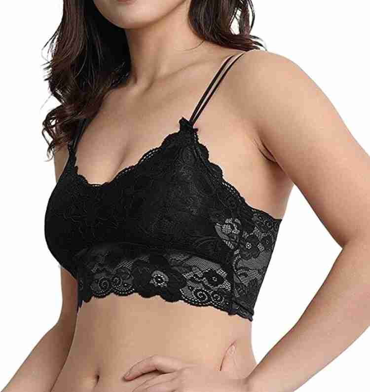 Buy KAMINI Net Lacy Bralette Bra Lightly Padded Bra with Lace Fabric  Reguler And Comfortable Bra Cups (Pack of 1 _ Black) Online at Best Prices  in India - JioMart.