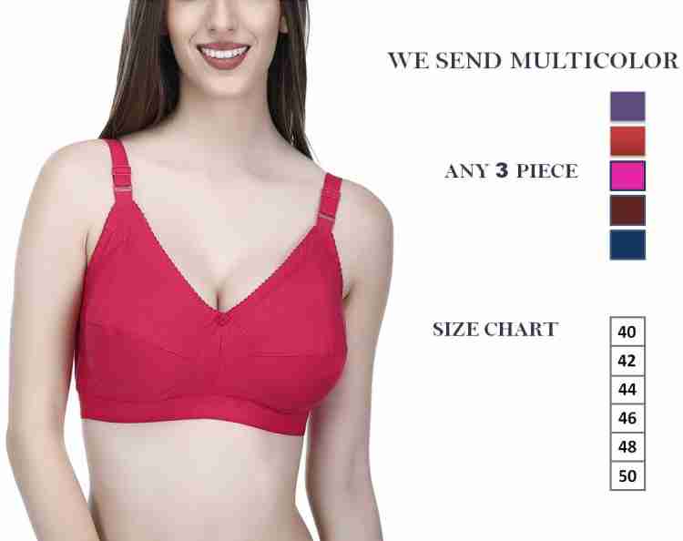 Viyan Shop Plus Size bra (40 to 50) - pack of 3 multicolours Women