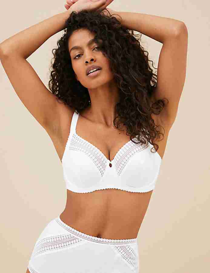 MARKS & SPENCER Anise Lace Wired Balcony Bra F-H T334747WHITE (42G) Women  Everyday Non Padded Bra - Buy MARKS & SPENCER Anise Lace Wired Balcony Bra  F-H T334747WHITE (42G) Women Everyday Non