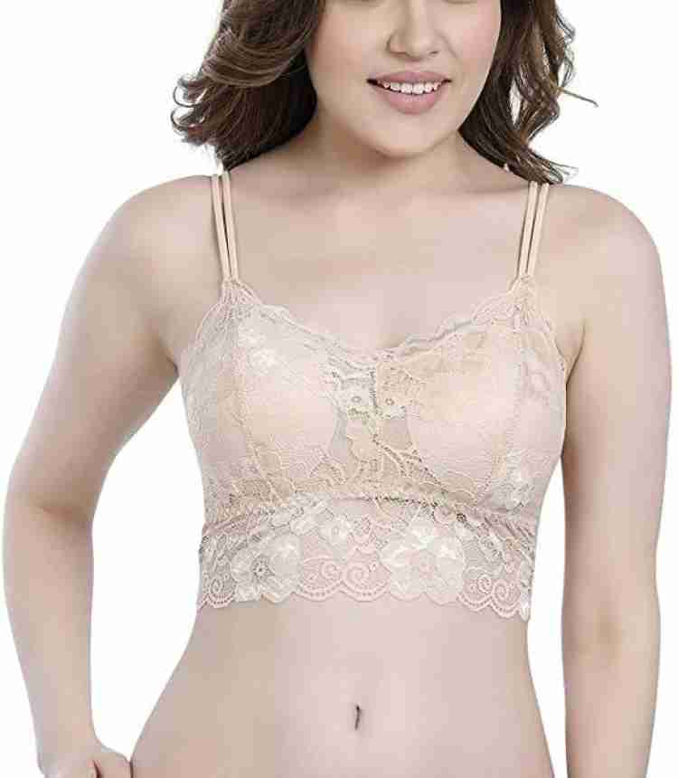Buy STYLE FLAKES Women's Silky Net Lace Lightly Padded Non-Wired Bralette  Top Bra Size 28 to 34 (Blue) Online In India At Discounted Prices