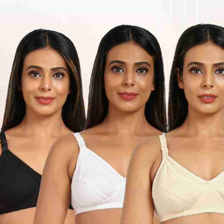 MYLO Maternity/Nursing Bras Non-Wired, Non-Padded - Pack of 3 with free Bra  Extender (Classic Black, Classic White, Magnolia Cream) 40 B Women  Maternity/Nursing Non Padded Bra - Buy MYLO Maternity/Nursing Bras  Non-Wired