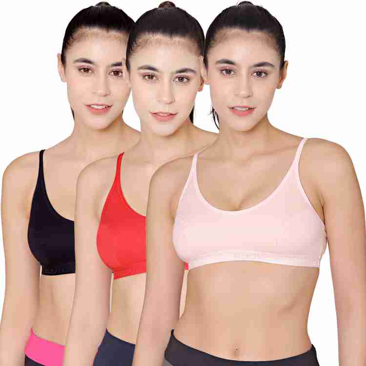 Buy BODYCARE Women's Synthetic Non-Padded Wire Free Sports Bra  (E1607WWW-32B_White_32) at