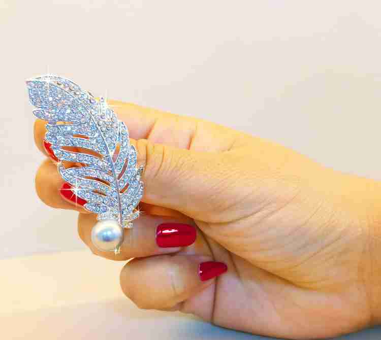 SYGA Brooch Feather Fashion Crystal Brooches for Bridal Women Girl Feather Silver Brooch Price in India Buy SYGA Brooch Feather Fashion Crystal Brooches for Bridal Women Girl Feather Silver Brooch onl...