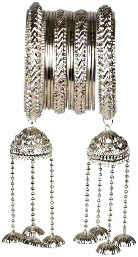 Silver bangles with latkan online
