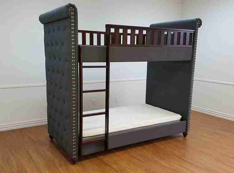 APRODZ Cindy Upholstered Bunk Bed for Bedroom Fabric Bunk Bed