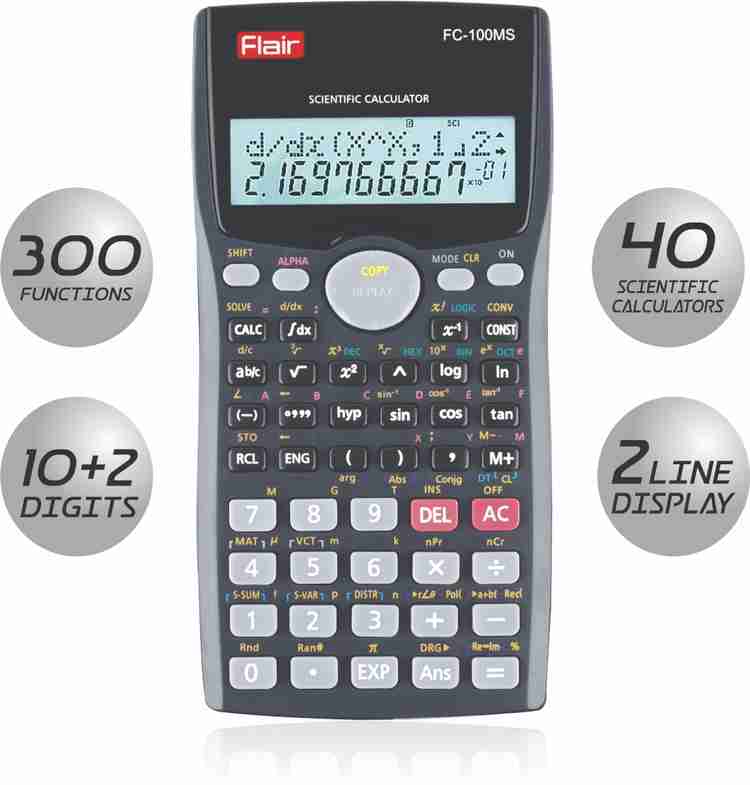 Flipkart FLAIR 100 MS FC Desktop Series 10 2 Digits 300 Functions With 2 Line Display Scientific Calculator Scientific
