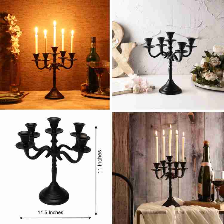 5 Arms Candelabra 10.4 Inch Tall Black Candle Holder Gothic Candle