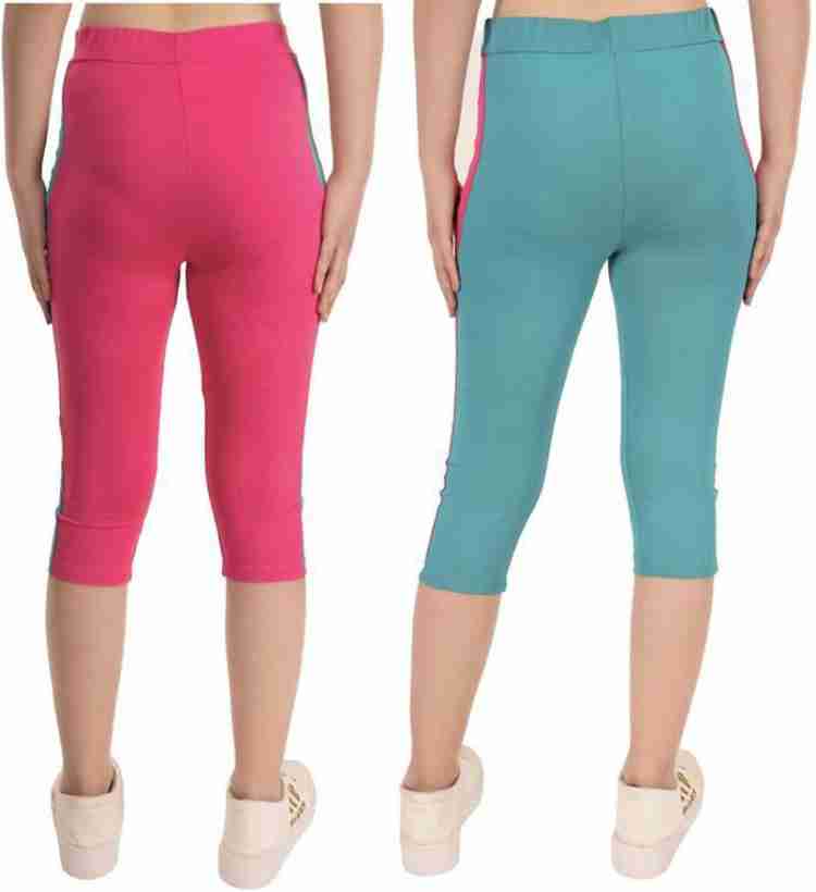 SF-Sport Factory COMBO of 3/4 Tight Fit Leggings, Cycling, Football, Gym &  Outdoor Sports Women Women Blue, Pink Capri - Buy SF-Sport Factory COMBO of  3/4 Tight Fit Leggings