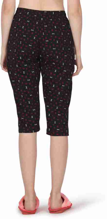 Buy Modeve Women Solid Black and Red Cotton Blend Pack of 2 Capri (XX-Large)  Online at Best Prices in India - JioMart.