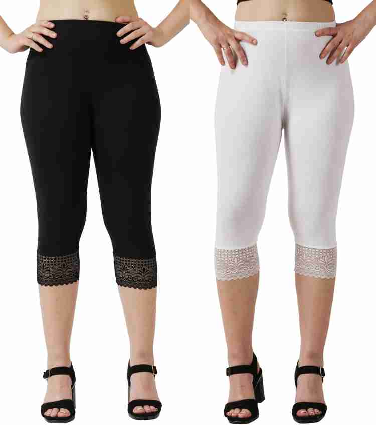 aakrushi Capri leggings Lace Women Black, White Capri - Buy