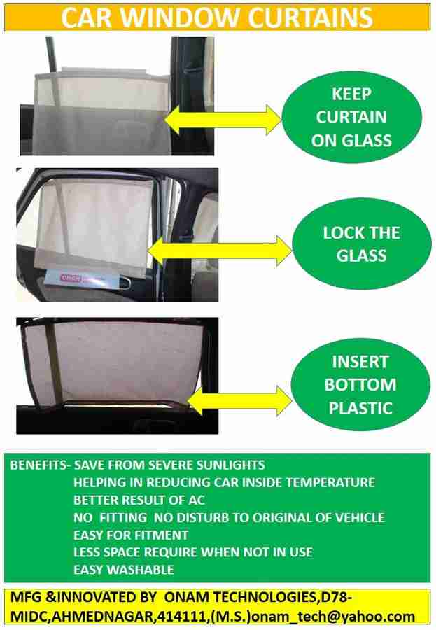 Onam Technologies Car Window Curtain for Sun Shade Off White Car