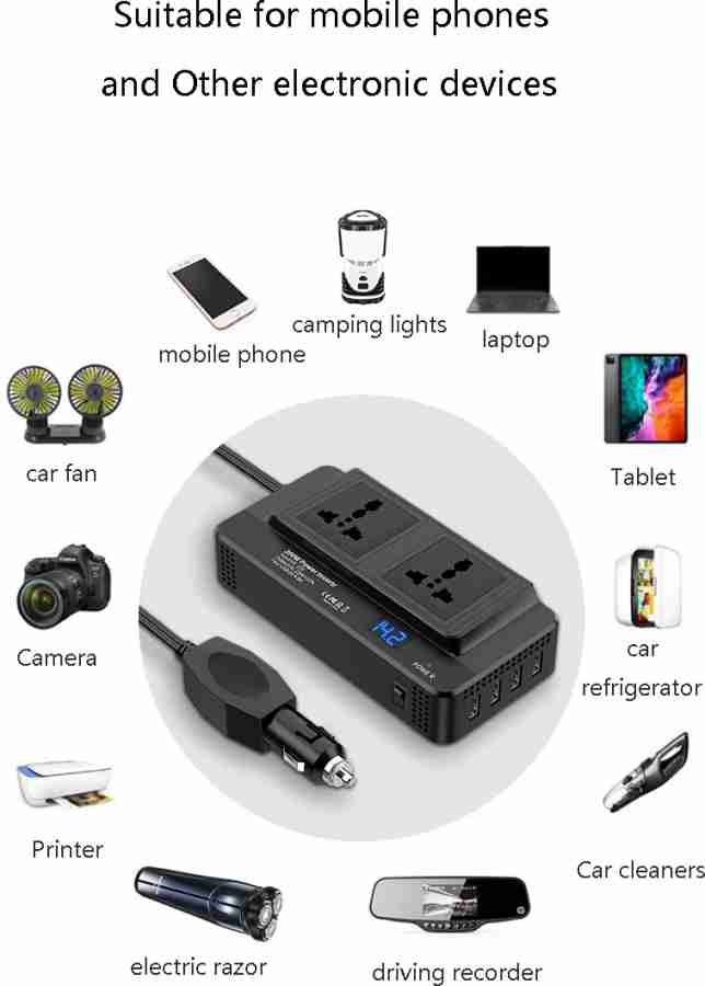 UNIY UY8300 200W Portable Car Power Inverter, 4 USB