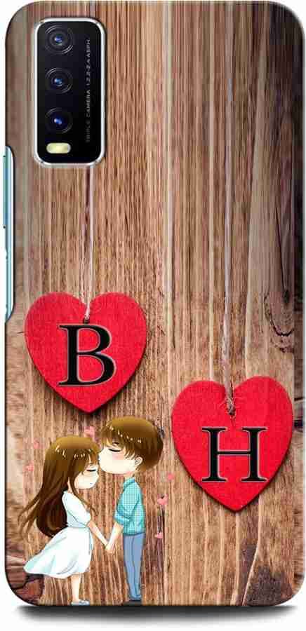 INTERWEY Back Cover for Vivo Y20A BH, B LOVE H, H LOVE B, B LETTER, H  LETTER, BH NAME - INTERWEY 