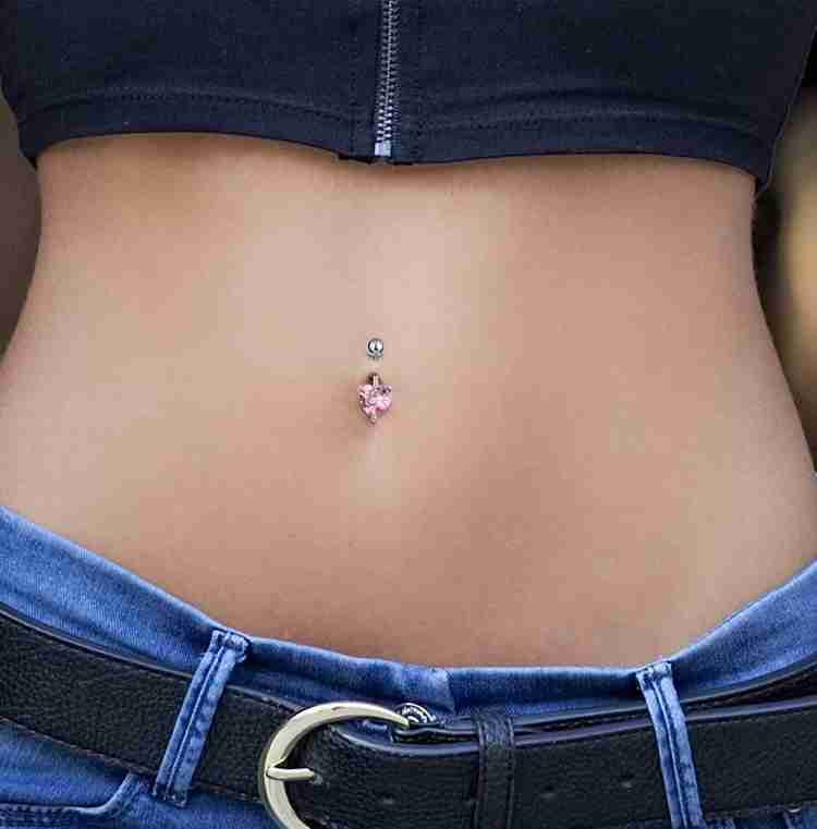 Sorellaz Womens Navel Belly Button Piercing Silver Pink Heart Zircon Ring Metal Beaded Charm Price in India Buy Sorellaz Womens Navel Belly Button Piercing Silver Pink Heart Zircon Ring