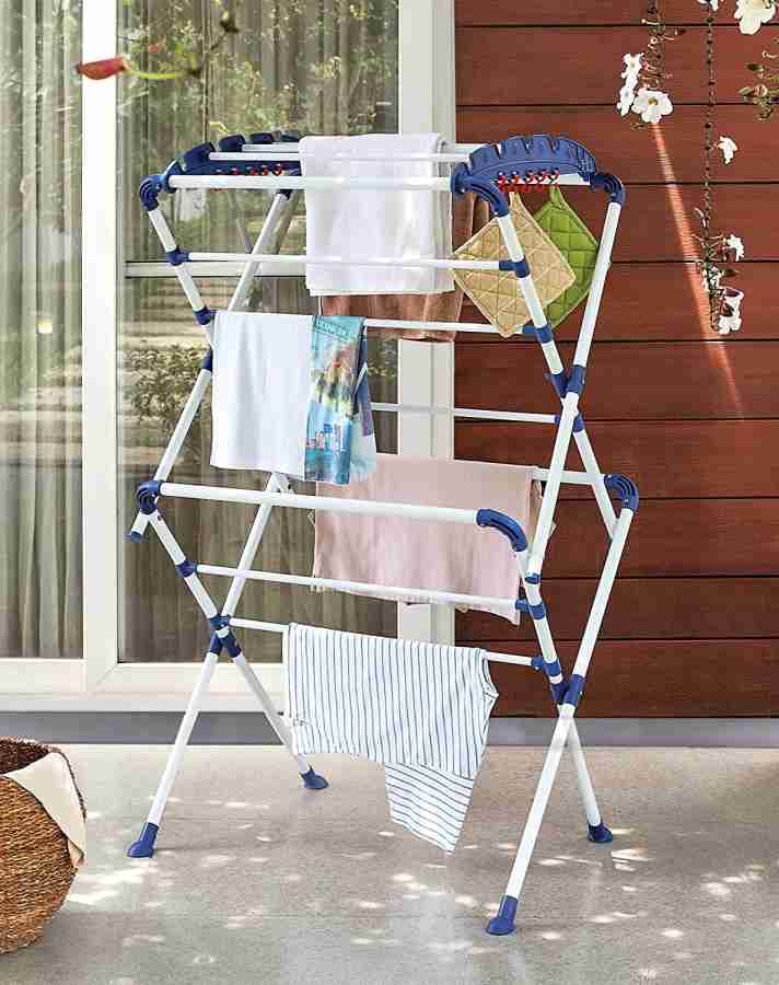 FLIPZON Steel Floor Cloth Dryer Stand Premium Alloy Steel Extra Large Drying Sumo White Blue Price in India Buy FLIPZON Steel Floor Cloth Dryer Stand Premium Alloy Steel Extra Large