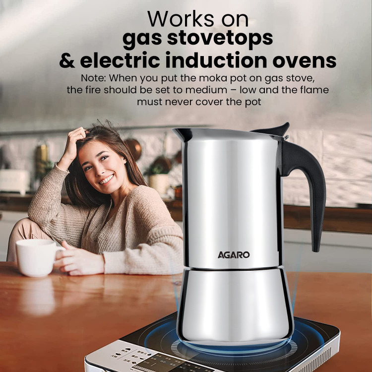 Coffee Pot For Induction Hob Stainless Steel Moka Pot Induction