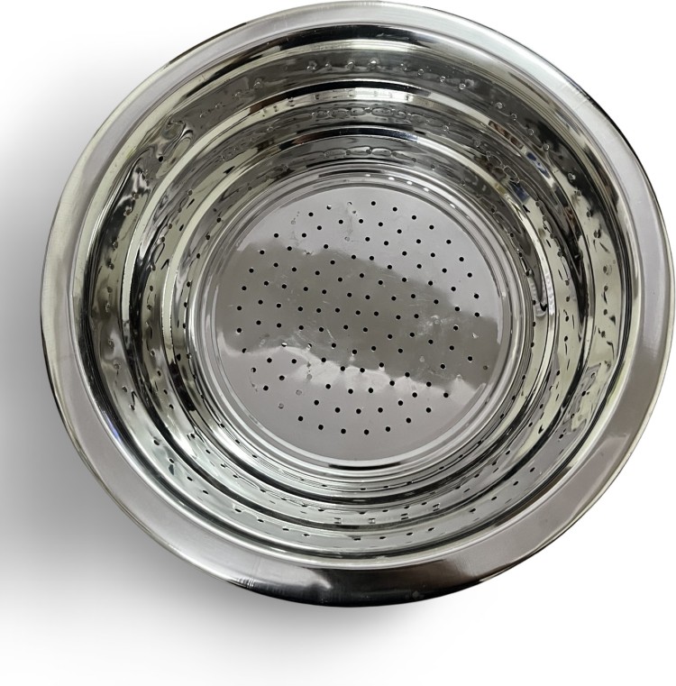 STAINLESS STEEL STRAINER WITH SIDE HANDLES AND FLAT BASE/ Strainer  (Steel Pack of 1)