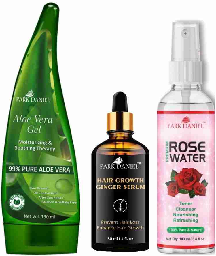 PARK DANIEL Multipurpose Aloe Vera Gel 130m Hair Growth Serum 30ml Rose Water 100ml Price in India Buy PARK DANIEL Multipurpose Aloe Vera Gel 130m Hair Growth Serum 30ml