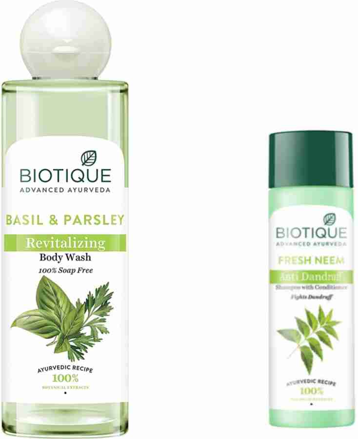 BIOTIQUE Basil Parsley Body Wash 200ML Neem Shampoo 120ML Price