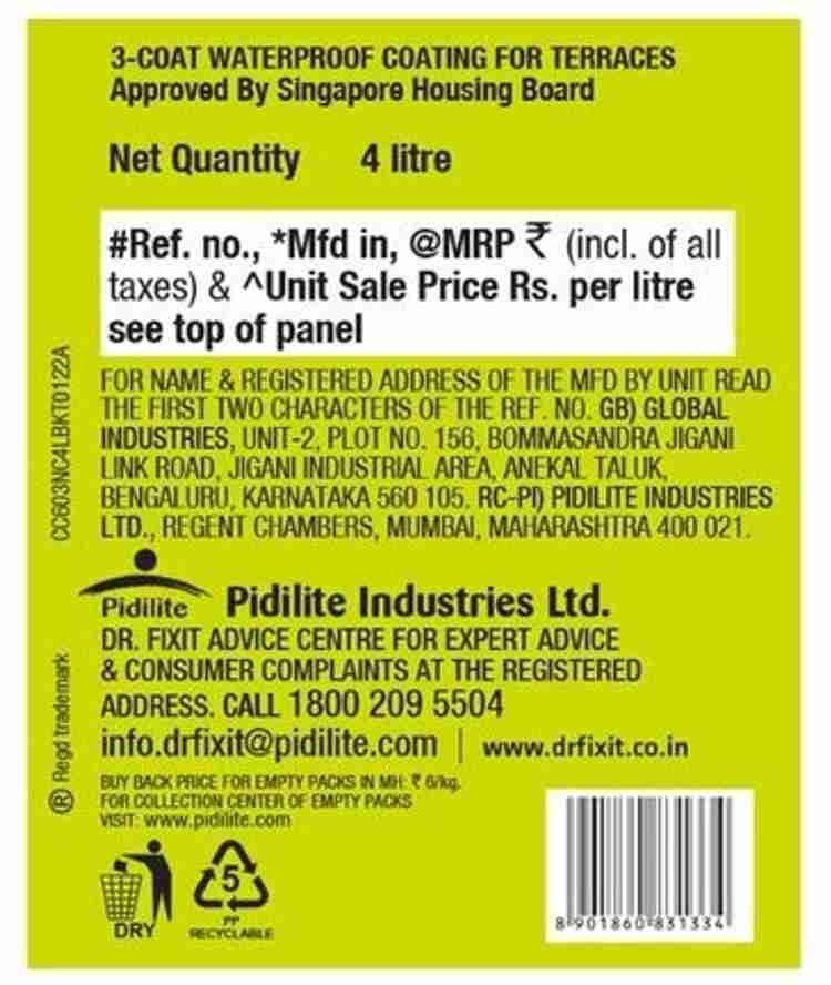 Dr. Fixit 623 Newcoat Ezee Waterproof Coating For Roofs Crack Filler Price in India Buy Dr. Fixit 623 Newcoat Ezee Waterproof Coating For Roofs Crack Filler online at Flipkart