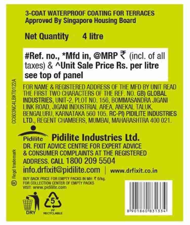 Dr. Fixit 623 Newcoat Ezee Waterproof Coating For Roofs Crack