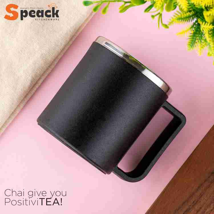 SPEACK Pack of 12 Stainless Steel, Plastic Tea Cups Set, Tea Cup