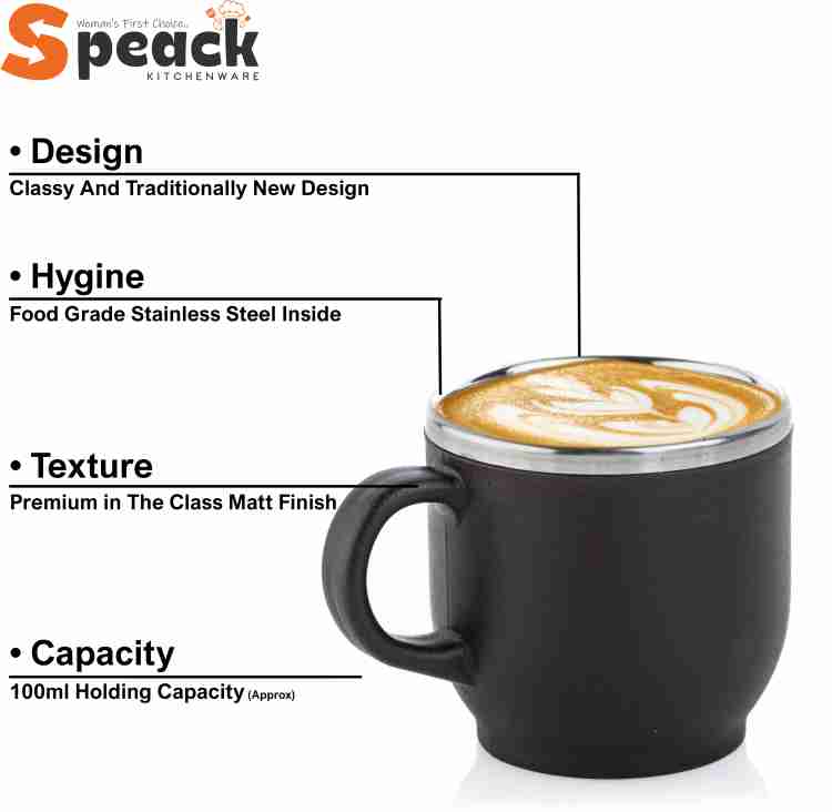 SPEACK Pack of 12 Stainless Steel, Plastic Tea Cups Set, Tea Cup