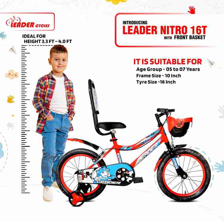 LEADER Nitro Kids 16T Cycle Bike SEMI Assembled with Steel Frame for Boys and Girls 16 T Road Cycle Price in India Buy LEADER Nitro Kids 16T Cycle Bike SEMI Assembled with Steel
