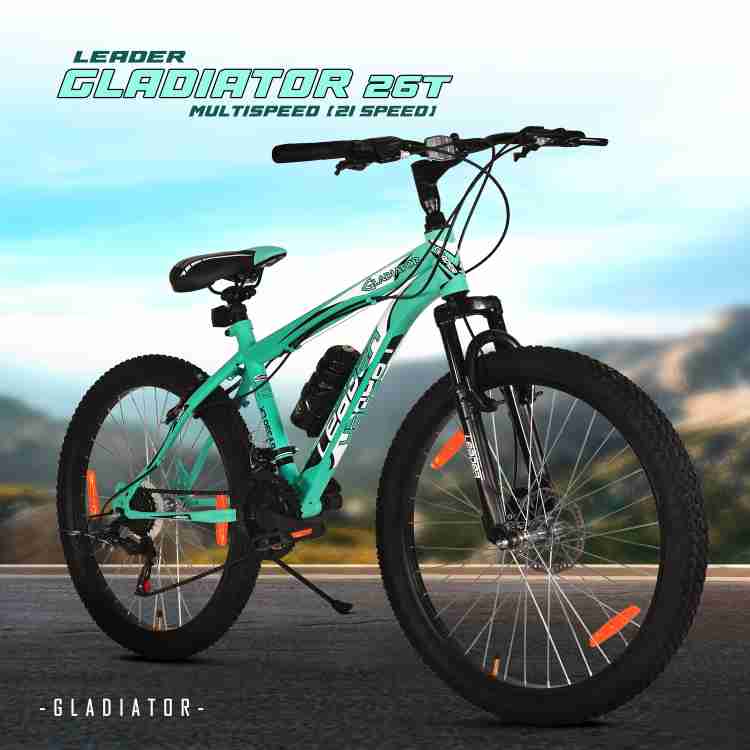 LEADER Gladiator Multi Speed 21 Speed Cycle with Front Suspension and Disc Brake 26 T Hybrid Cycle City Bike Price in India Buy LEADER Gladiator Multi Speed 21 Speed Cycle with Front